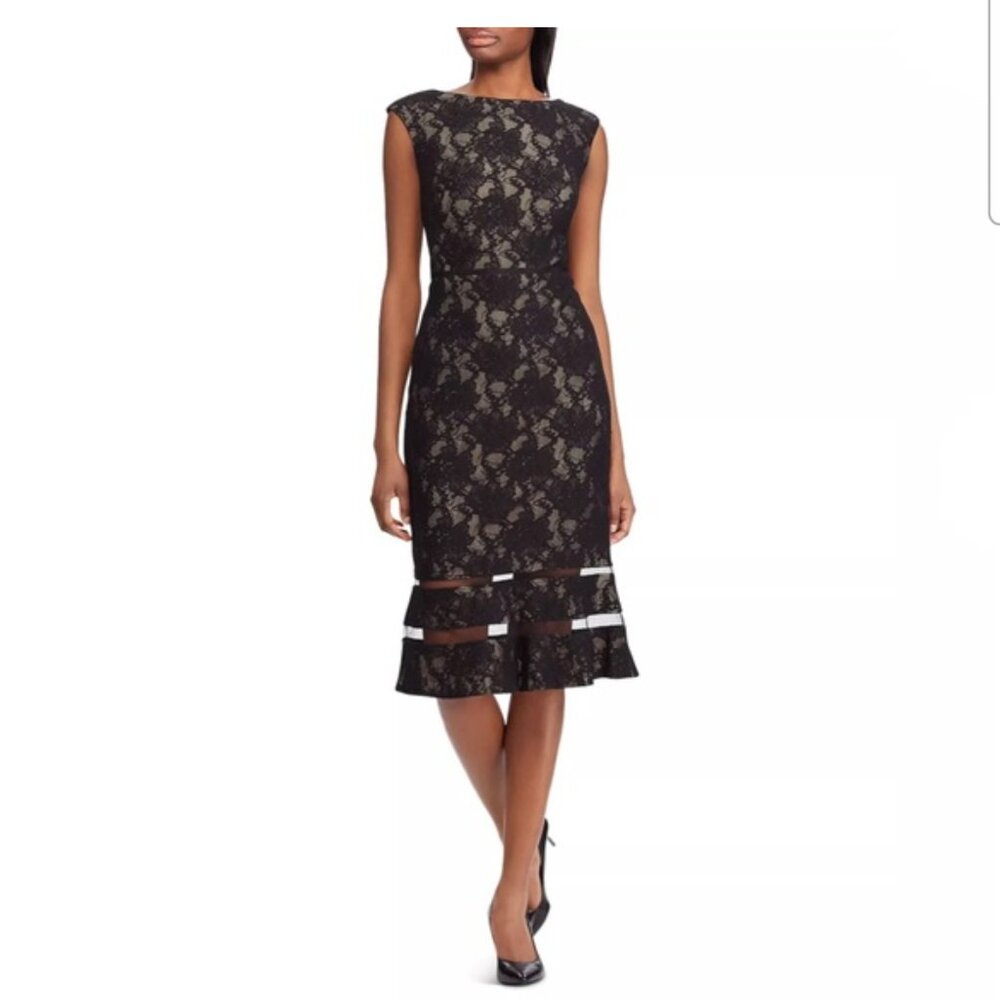 Lauren Ralph Lauren Fluted Lace Black Dress